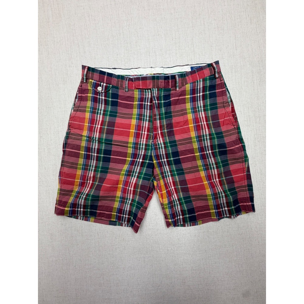 VTG Polo Ralph Lauren Mens 38 Madras Plaid Shorts Multi-Color Preppy Sportswear